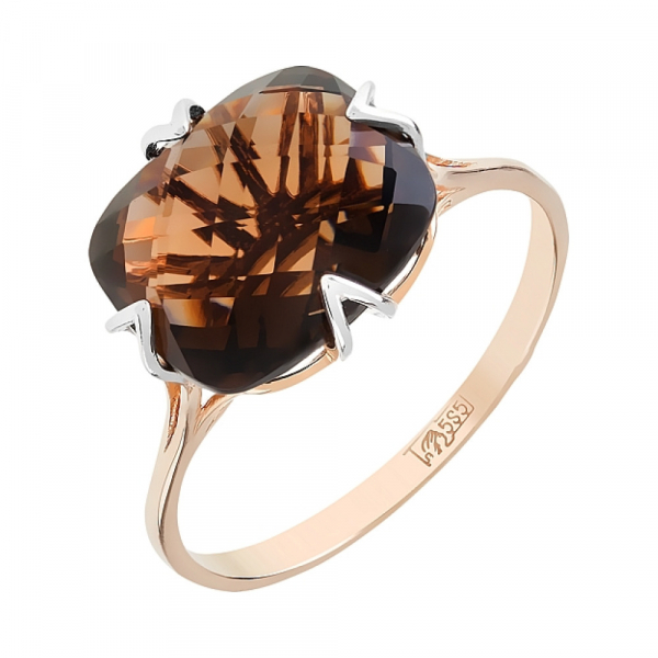 Золотое кольцо с раухтопазом № 107562