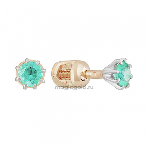 Пуссеты с изумрудом № 107926