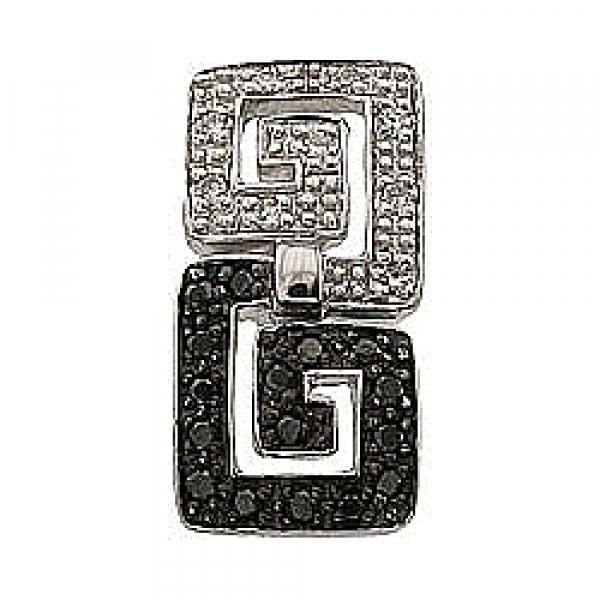 Золотая подвеска с чёрными и белыми бриллиантами № 64452