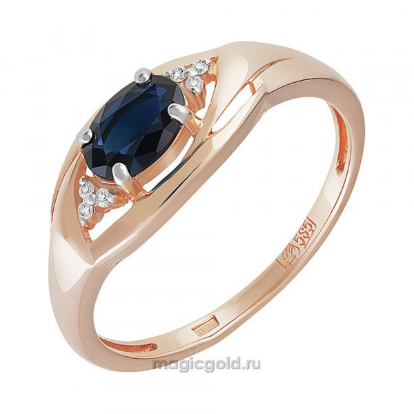 Золотое кольцо с бриллиантом и сапфиром № 158876