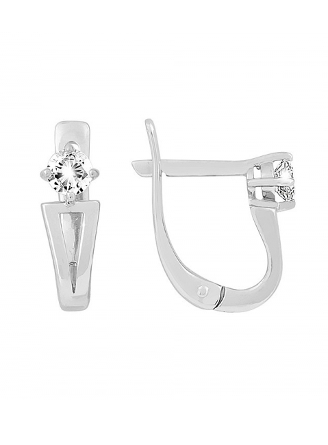 Золотые серьги с бриллиантом № 112698