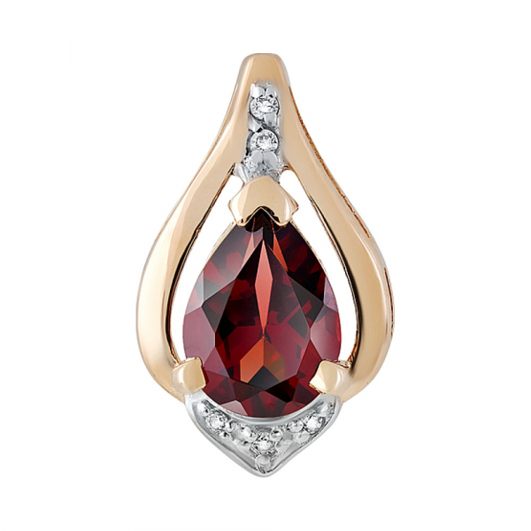 Золотая подвеска с гранатом и фианитом № 126355