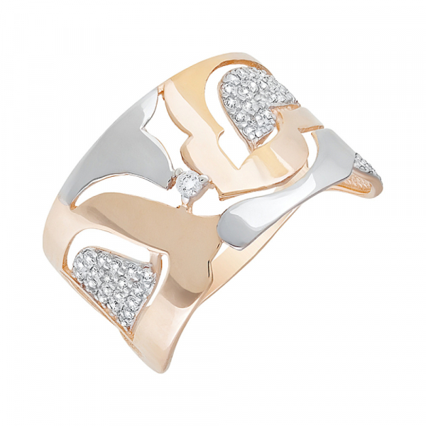 Золотое кольцо с фианитами № 129868