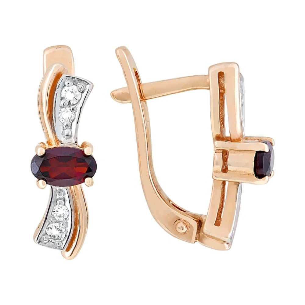 Серьги с гранатом и фианитом № 53560