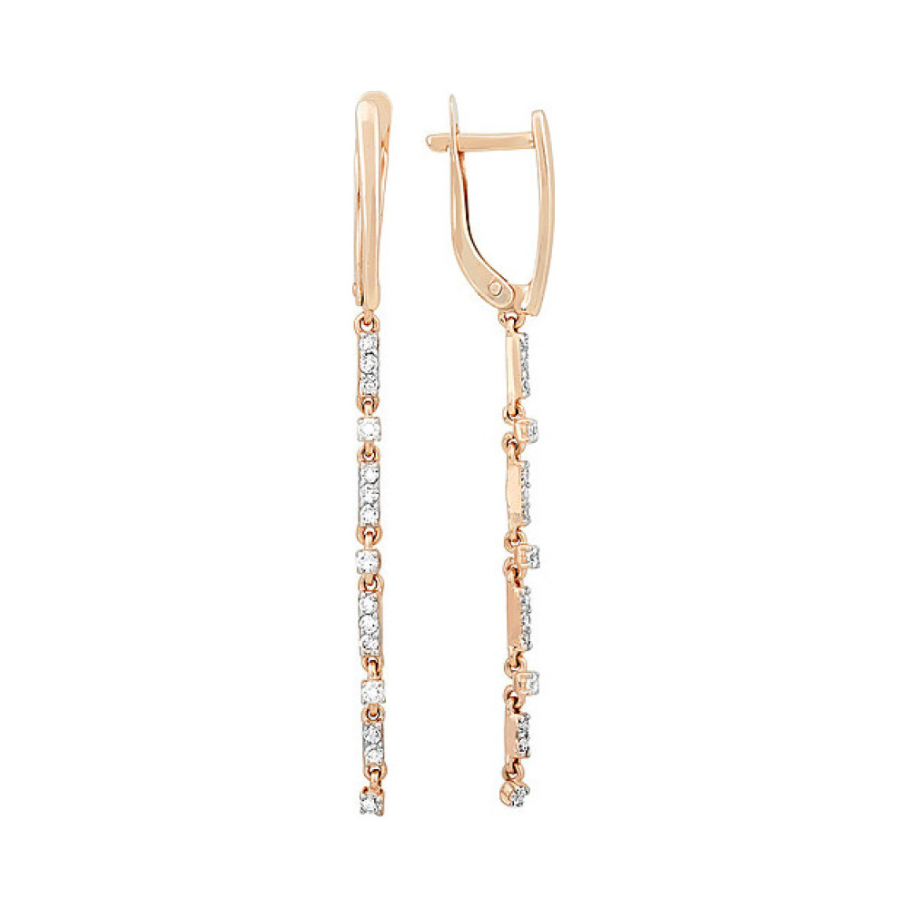 Золотые серьги с фианитом № 115200