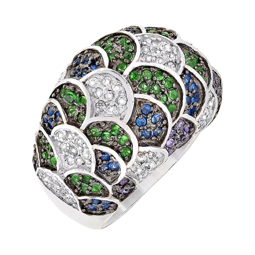 Серебряное кольцо с фианитом № 99610