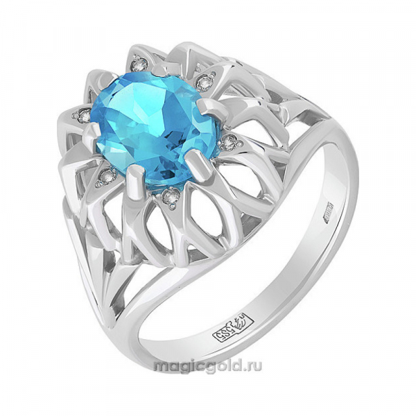 Золотое кольцо с топазом и фианитами № 40406