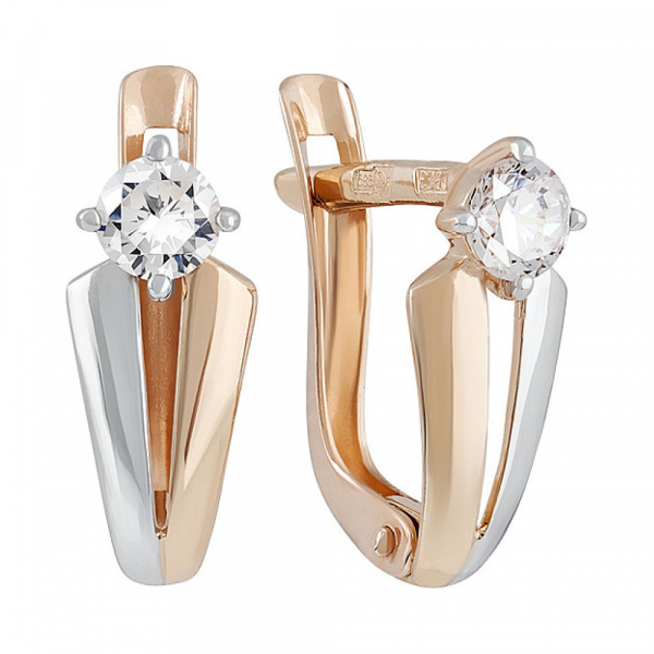 Золотые серьги с фианитом № 135400