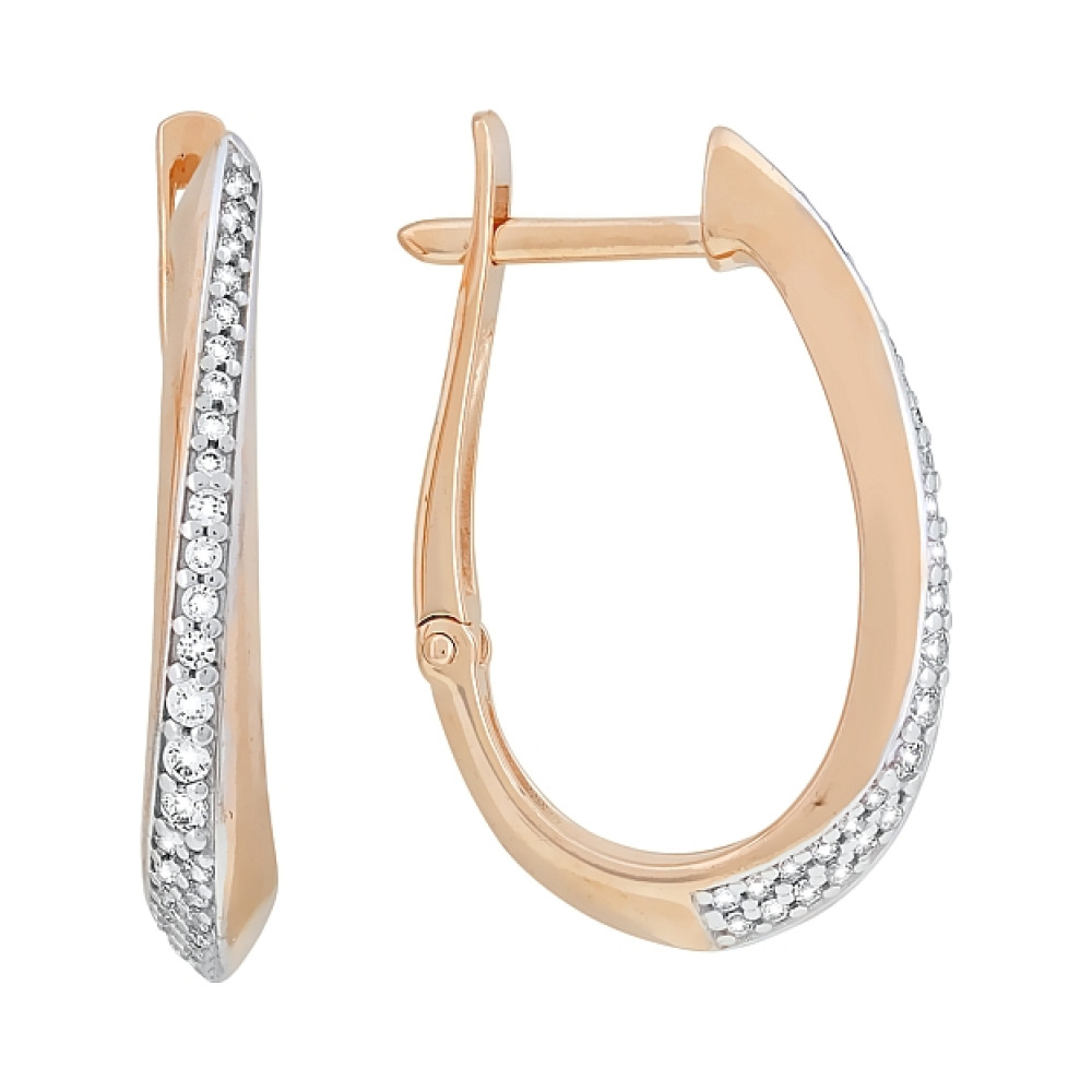 Золотые серьги с фианитами № 118025