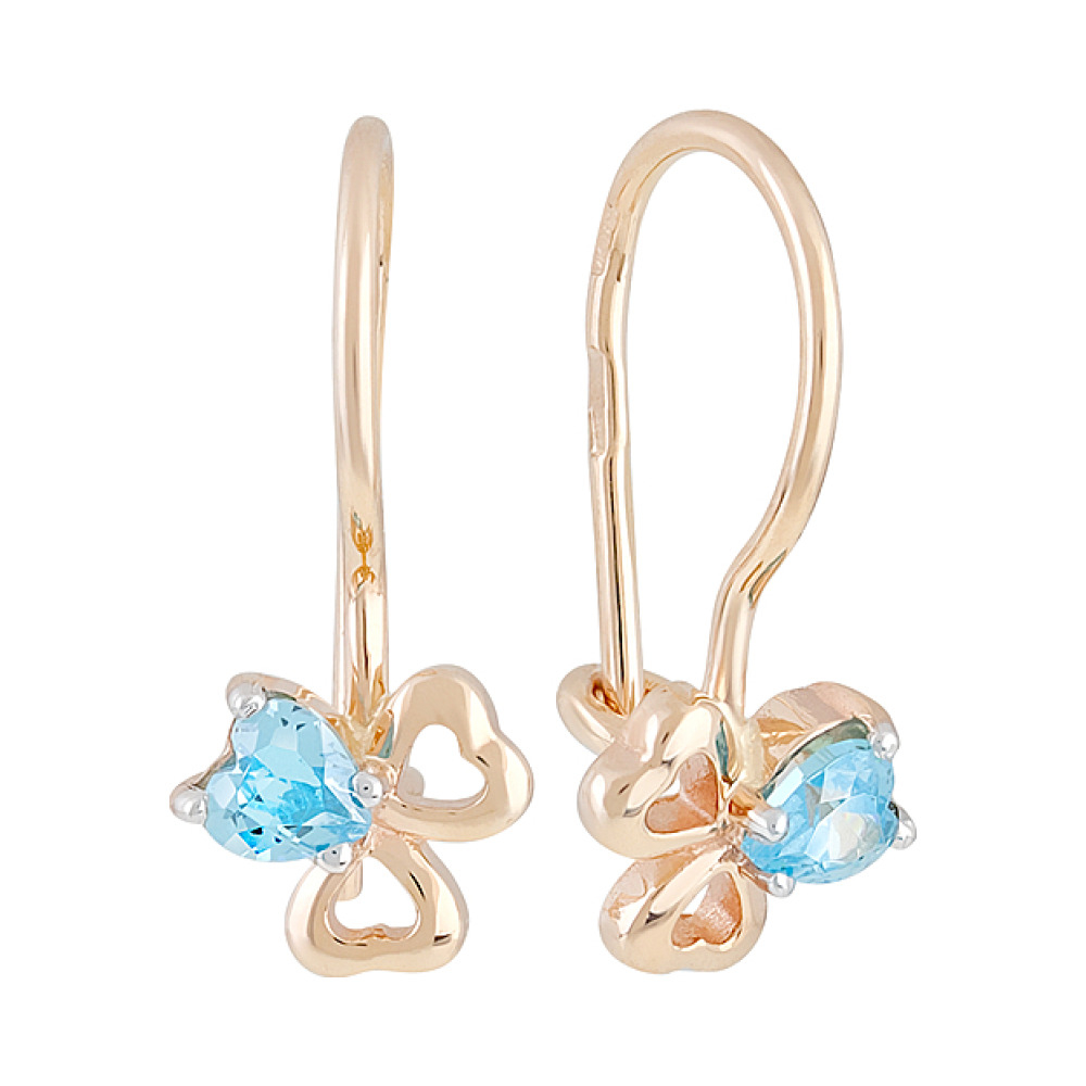 Золотые серьги с фианитом № 127732