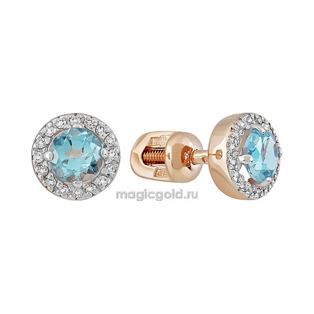 Пуссеты с топазом и фианитом № 142167