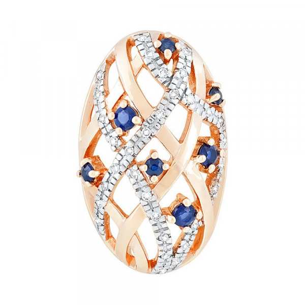 Золотая подвеска с бриллиантом и сапфиром № 41132