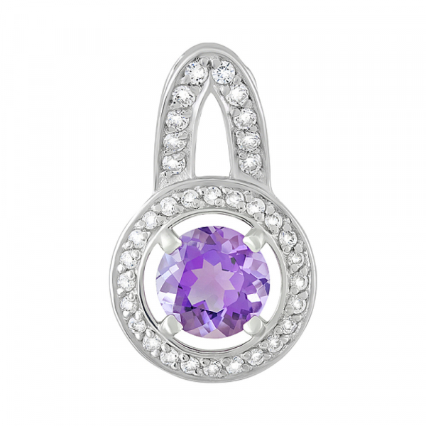 Серебряная подвеска с аметистом и фианитом № 124680