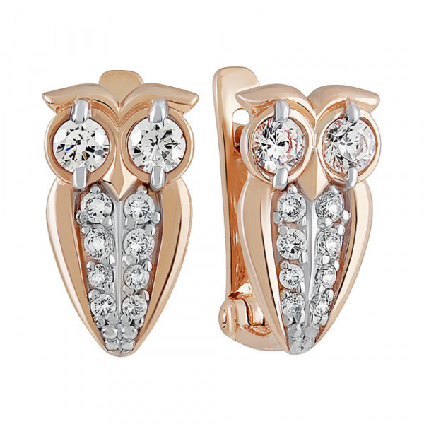 Золотые серьги с фианитом № 136545