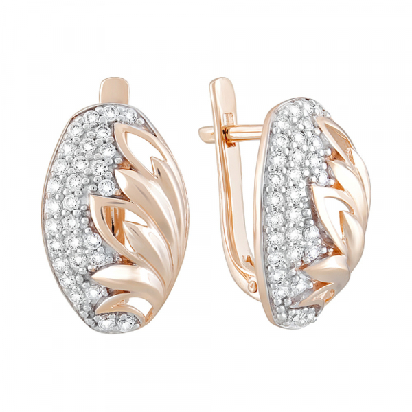 Золотые серьги с фианитами № 124749