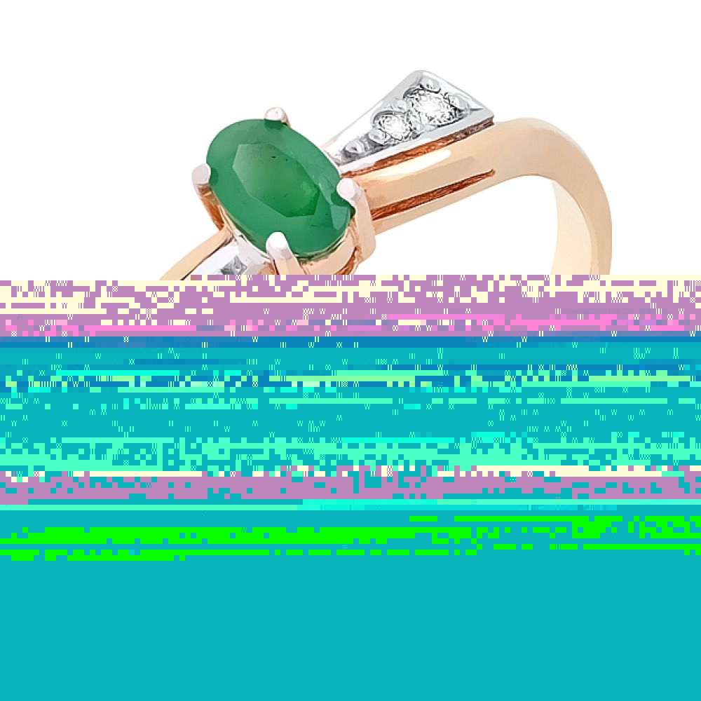 Золотое кольцо с бриллиантом и изумрудом № 83973