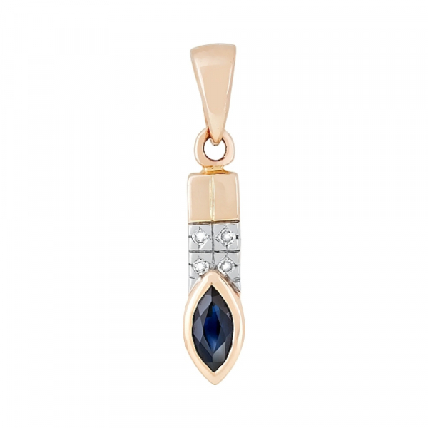 Золотая подвеска с бриллиантом и сапфиром № 85016
