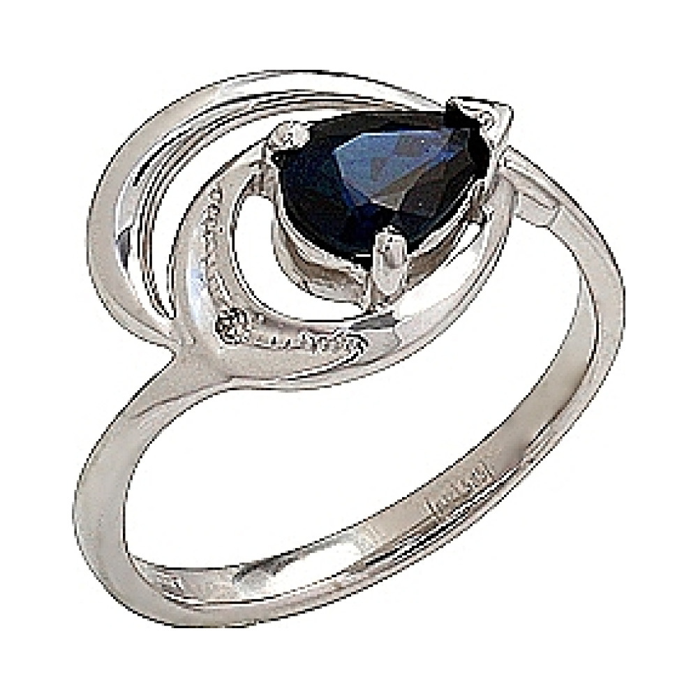 Золотое кольцо с бриллиантом и сапфиром № 32996