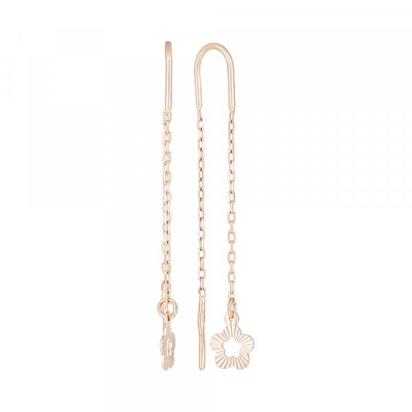 Золотые серьги без камня с алмазкой № 124309