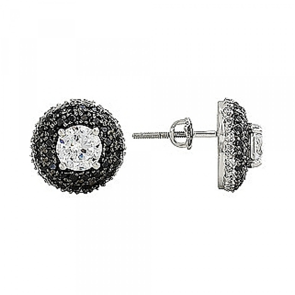 Серебряные серьги с фианитом № 80414