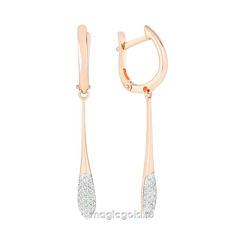Золотые серьги с фианитом № 170061