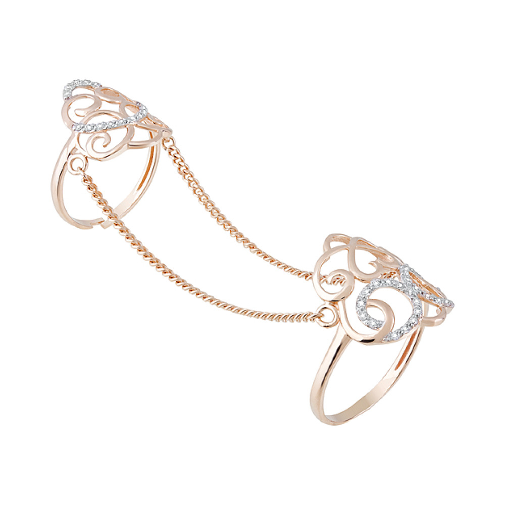 Золотое кольцо с фианитами № 127388