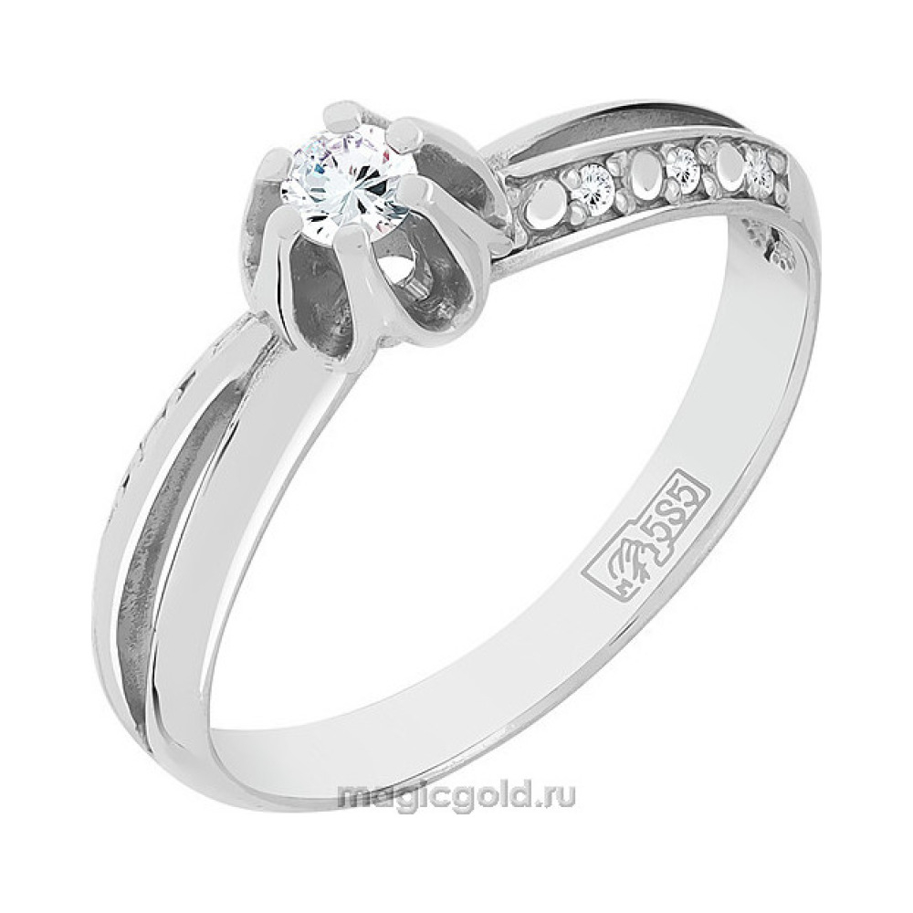Золотое кольцо с бриллиантом № 108722