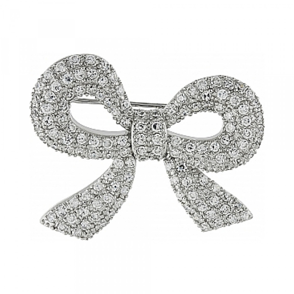 Серебряная брошь с фианитами № 99784