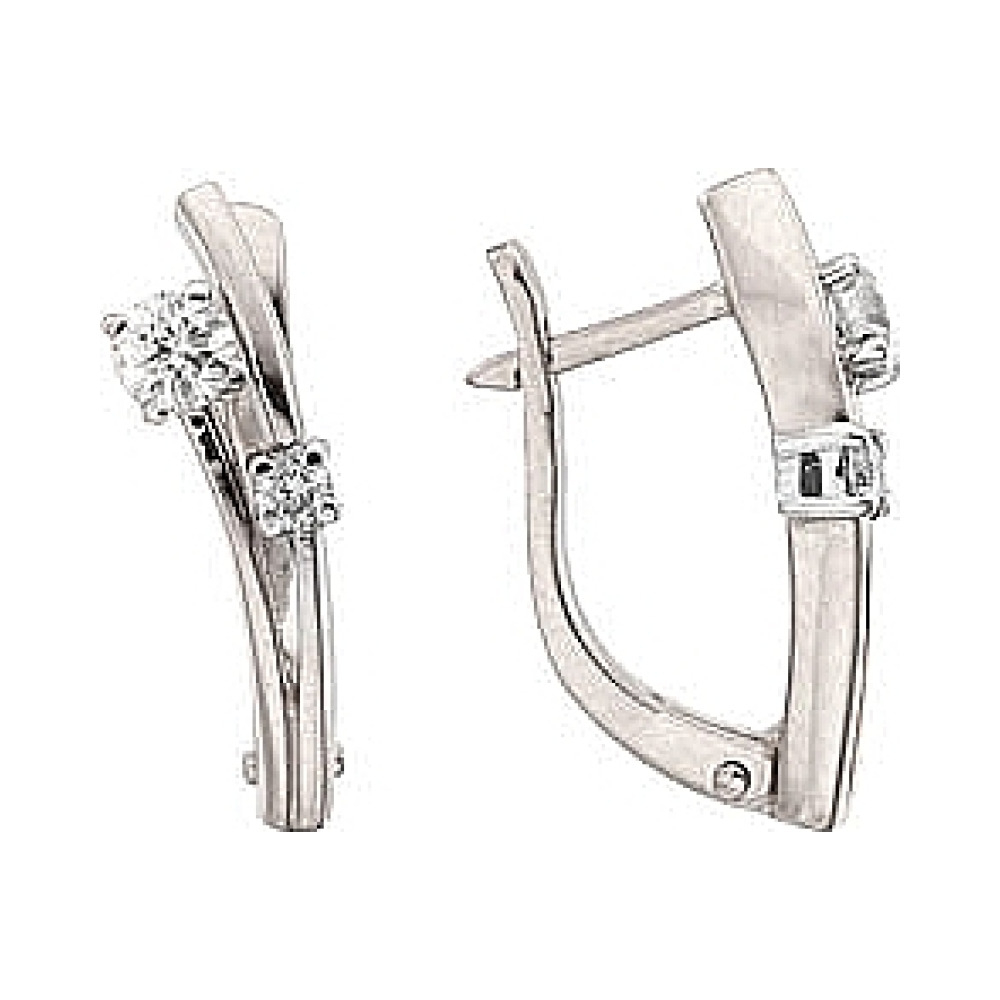 Золотые серьги с бриллиантом № 102465