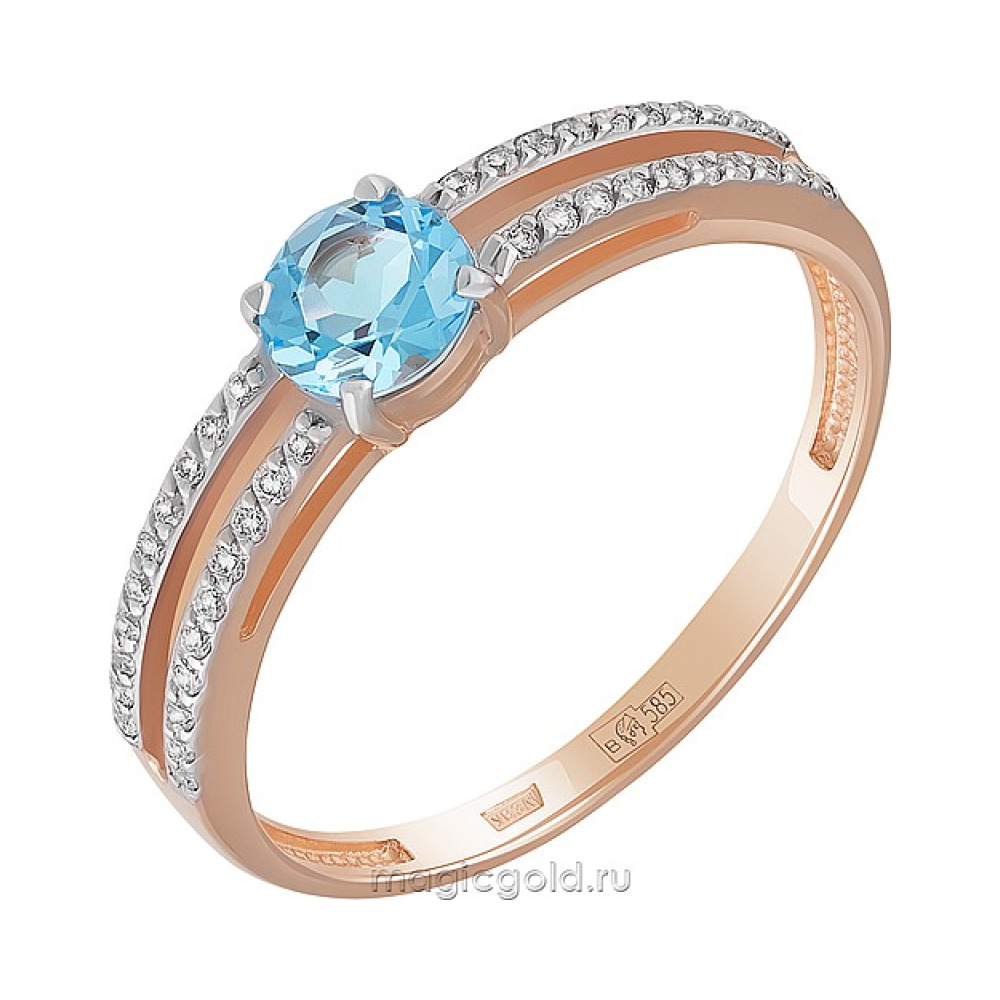 Золотое кольцо с топазом и фианитом № 164110