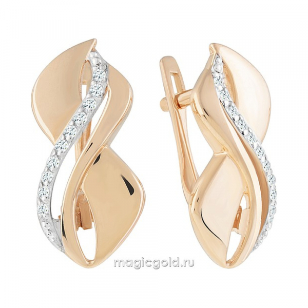 Золотые серьги с фианитом № 173275