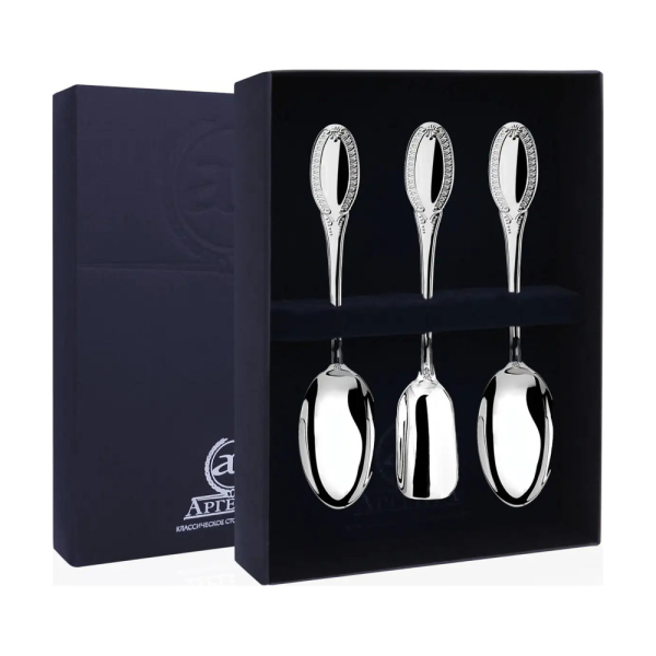 Набор чайный Император: Ложка чайная, совок для сахара из серебра 925 пробы