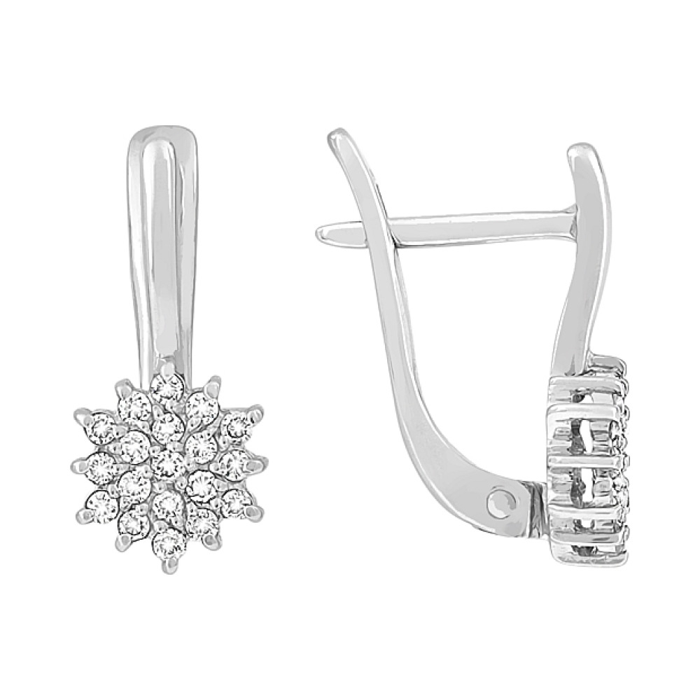 Золотые серьги с бриллиантом № 74775