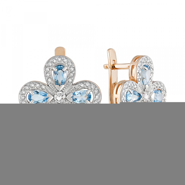 Золотые серьги с топазом и фианитом № 128483