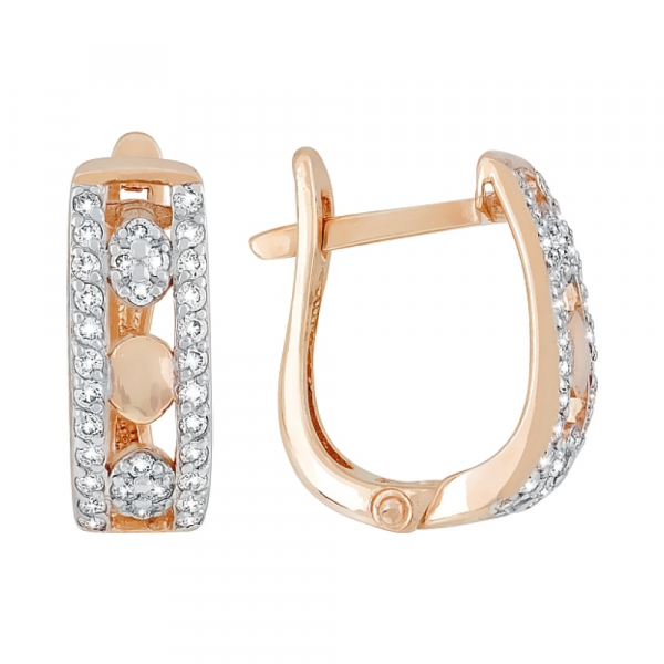 Золотые серьги с бриллиантом № 117663