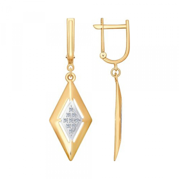 Золотые серьги с фианитом № 159181