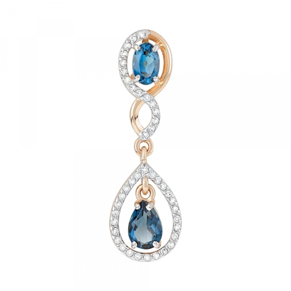 Золотая подвеска с топазом и фианитом № 120064