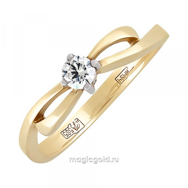 Золотое кольцо с бриллиантом № 64792