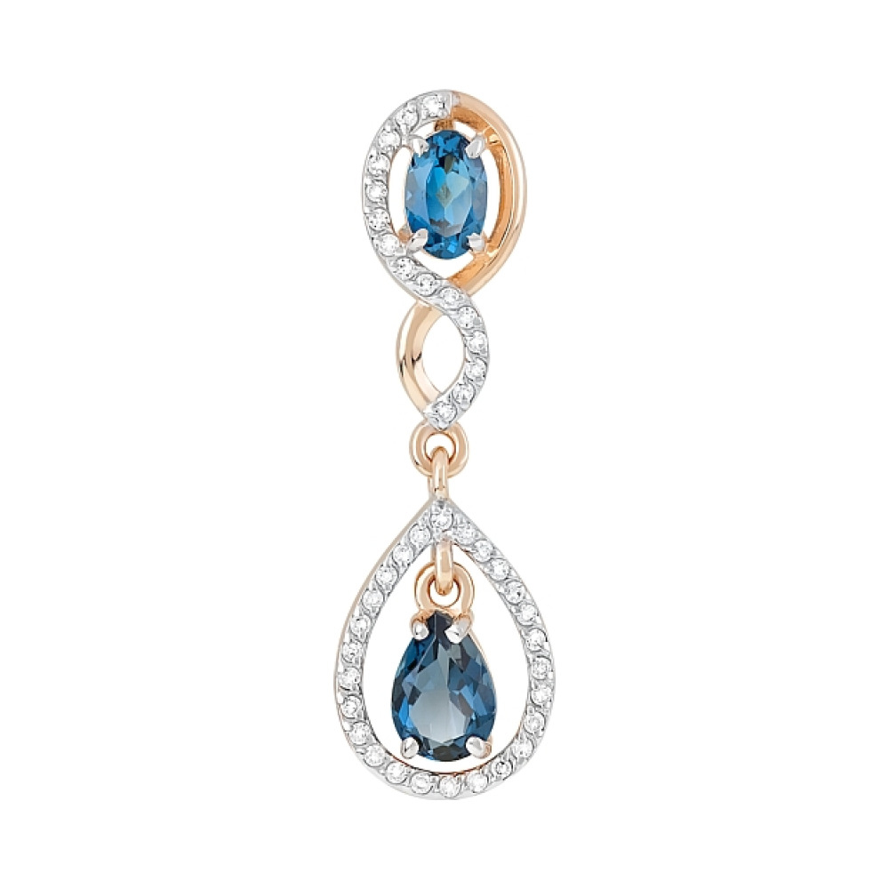 Золотая подвеска с топазом и фианитом № 120064