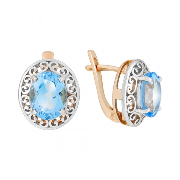 Золотые серьги с топазом № 52008