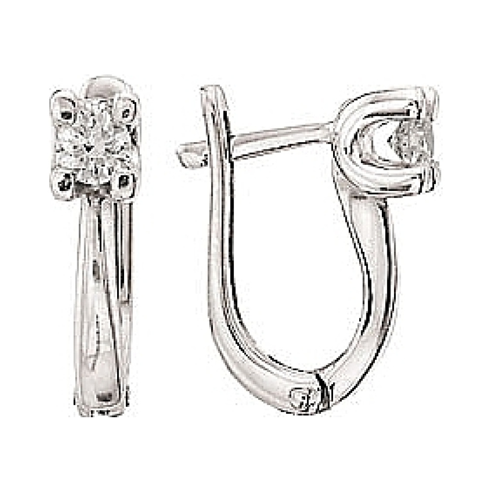 Золотые серьги с бриллиантом № 76677