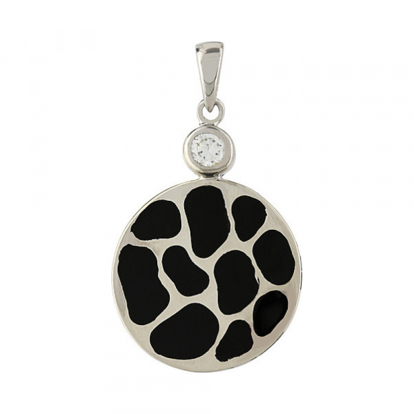 Серебряная подвеска с фианитом и кауч. вставками № 106756