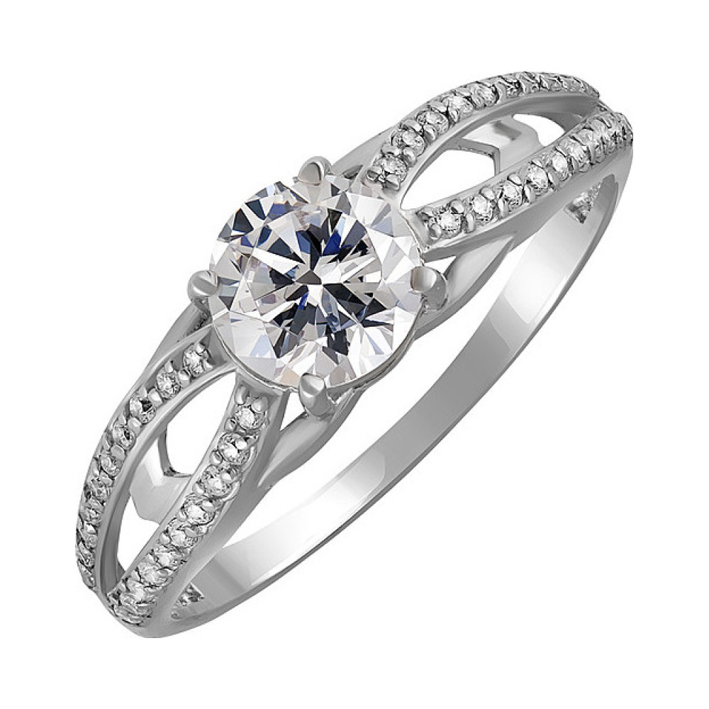 Серебряное кольцо с фианитом № 132949