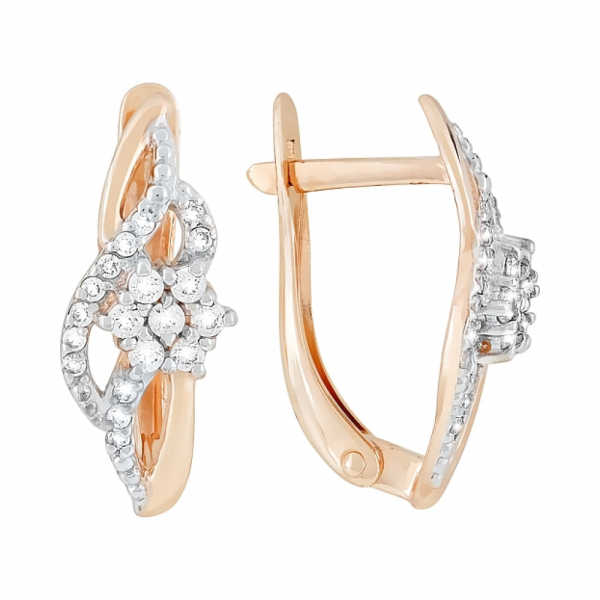 Золотые серьги с фианитами № 119023