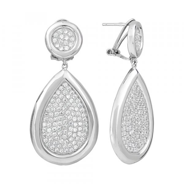 Серебряные серьги с фианитом № 115597