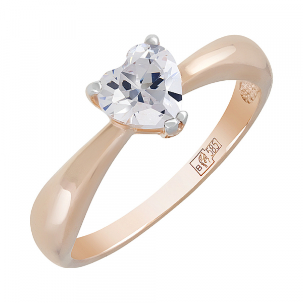 Золотое кольцо с фианитом № 127827