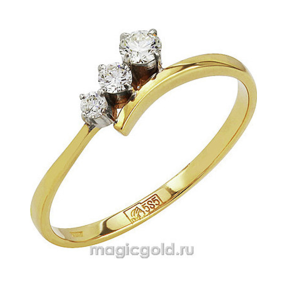 Золотое кольцо с бриллиантом № 113449