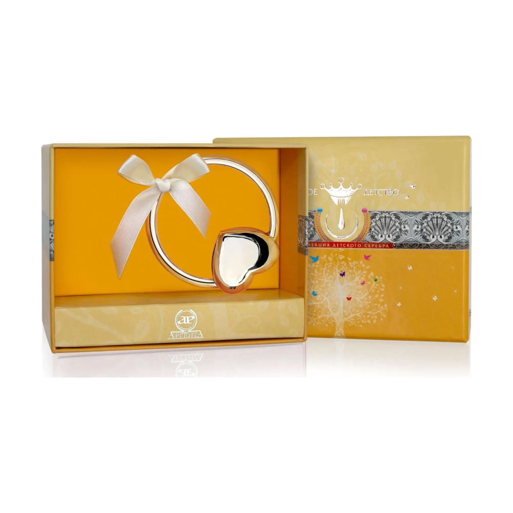 Погремушка Сердце на кольце из серебра 925 пробы