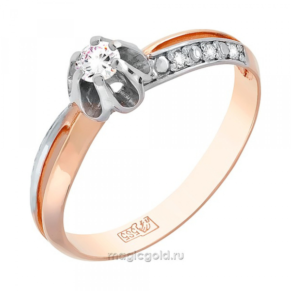 Золотое кольцо с бриллиантом № 107657