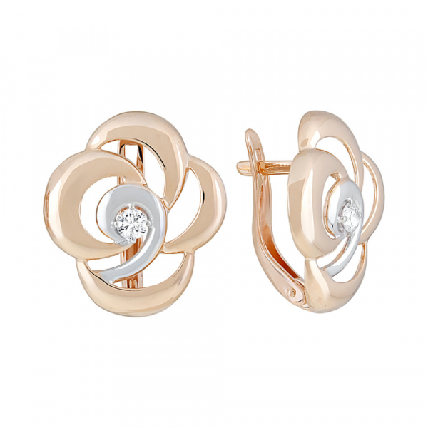 Золотые серьги с фианитами № 127590